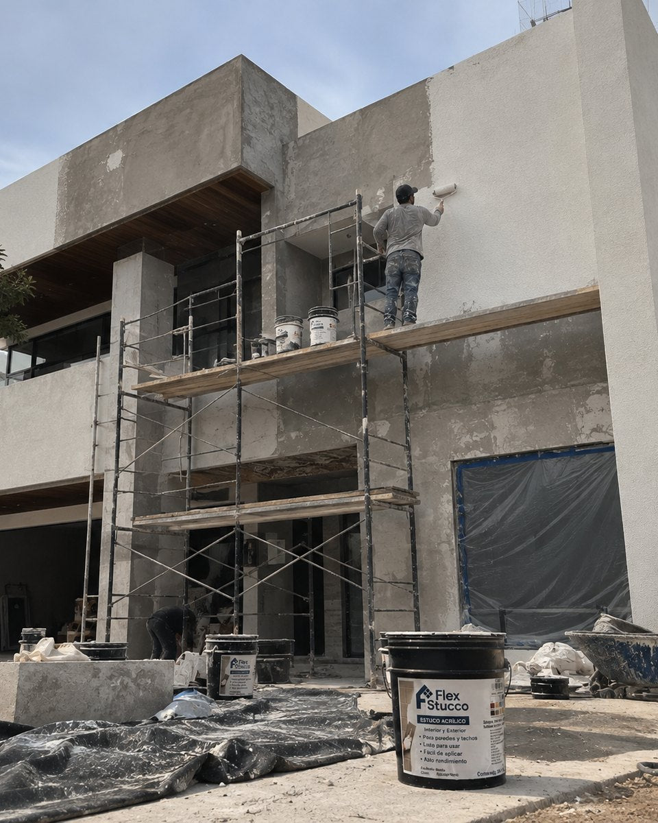Proyecto FlexStucco: Fachada de dos niveles